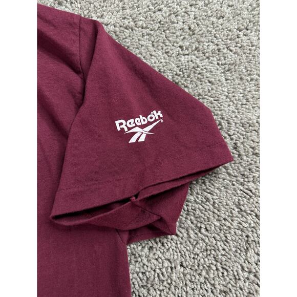 VTG 90s Reebok Shirt Mens L Maroon Blue Single Stitch Short Sleeve USA Made - Picture 6 of 10
